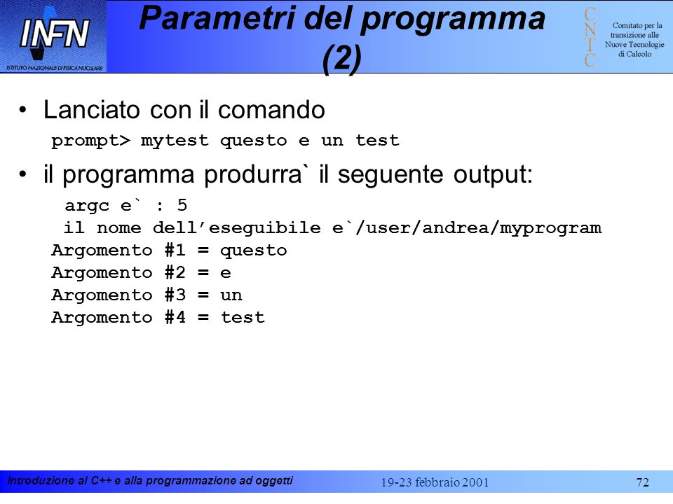 Parametri del programma (2)