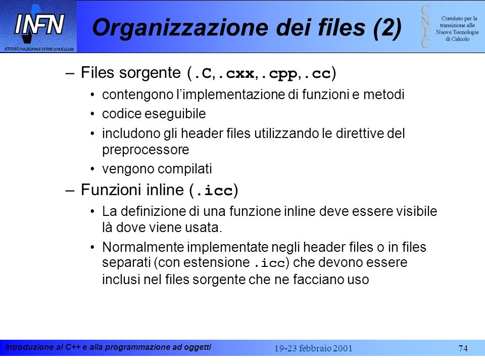 Organizzazione dei files (2)
