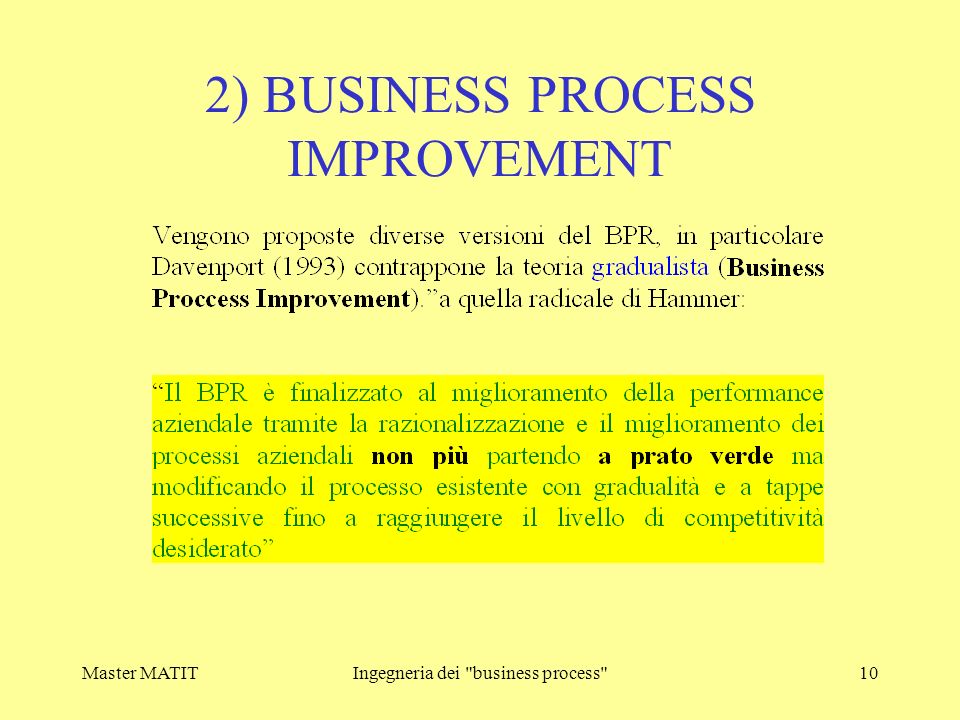 2) BUSINESS PROCESS IMPROVEMENT
