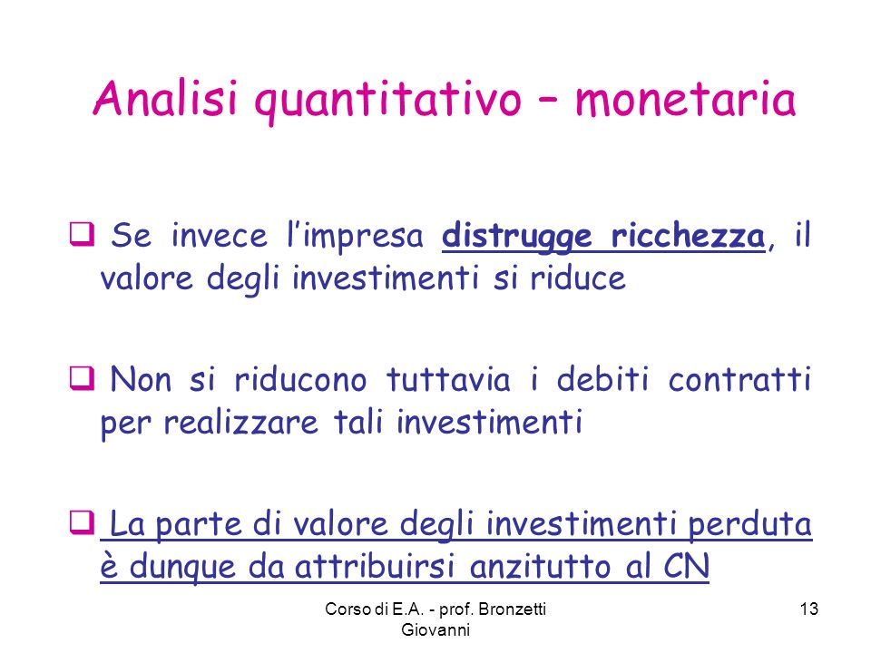 Analisi quantitativo – monetaria