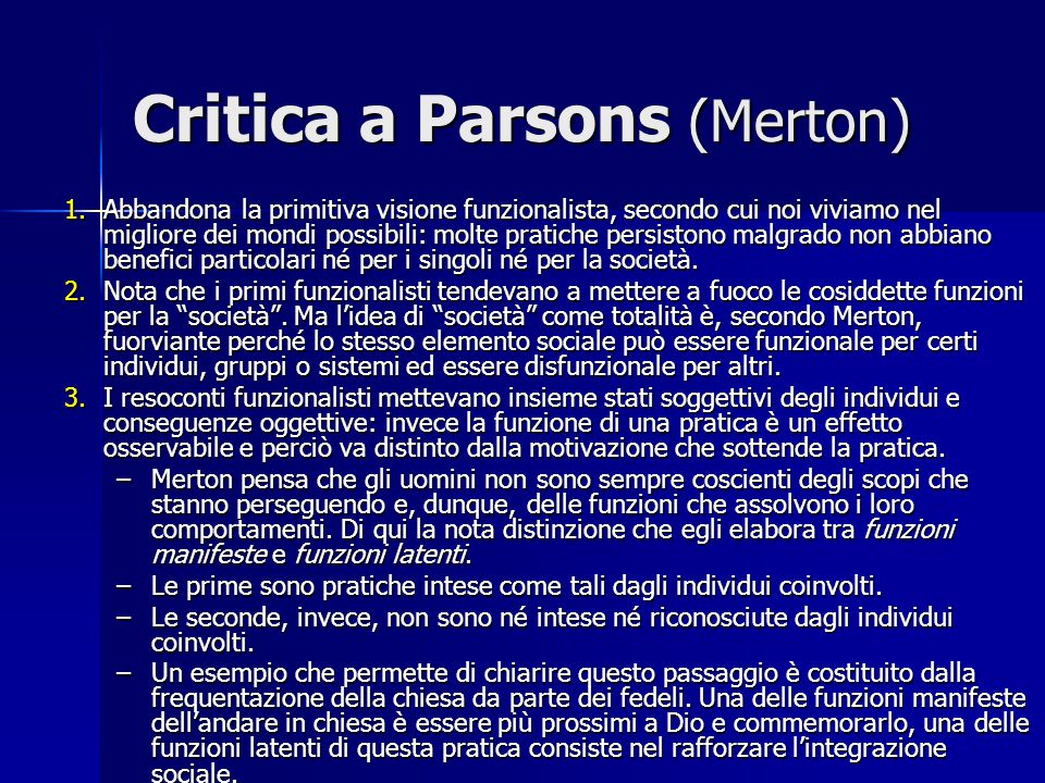 Critica a Parsons (Merton)