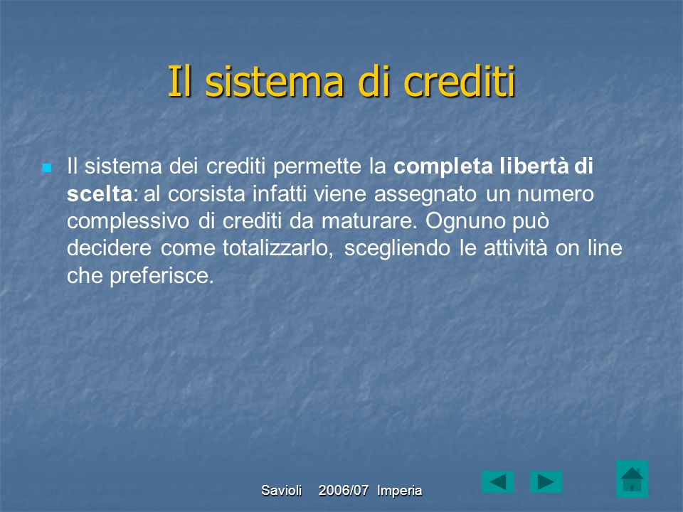 Il sistema di crediti