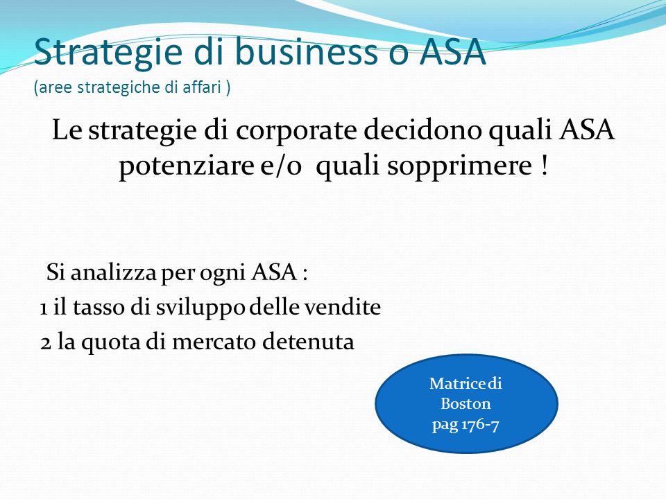Strategie di business o ASA (aree strategiche di affari )