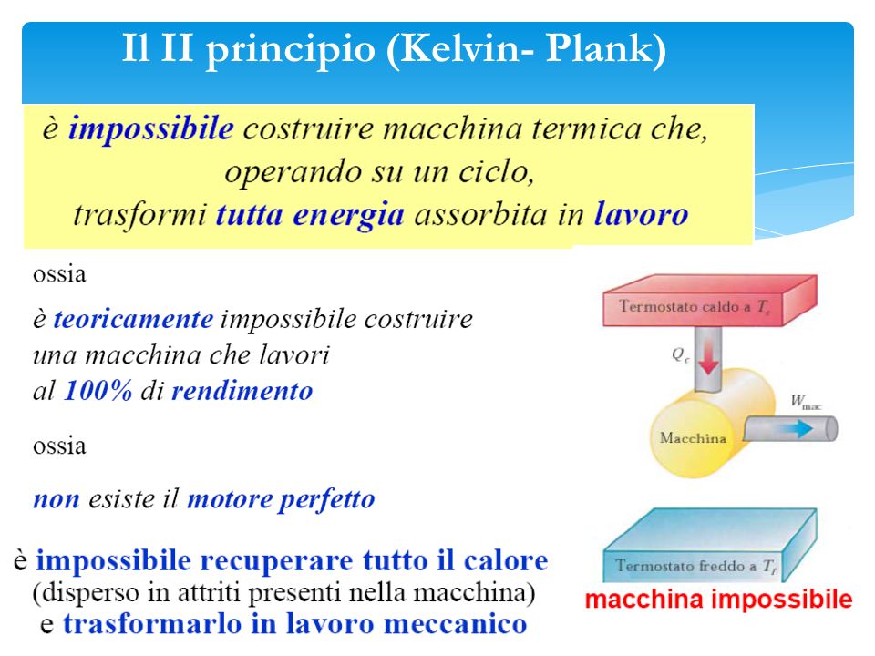 Il II principio (Kelvin- Plank)