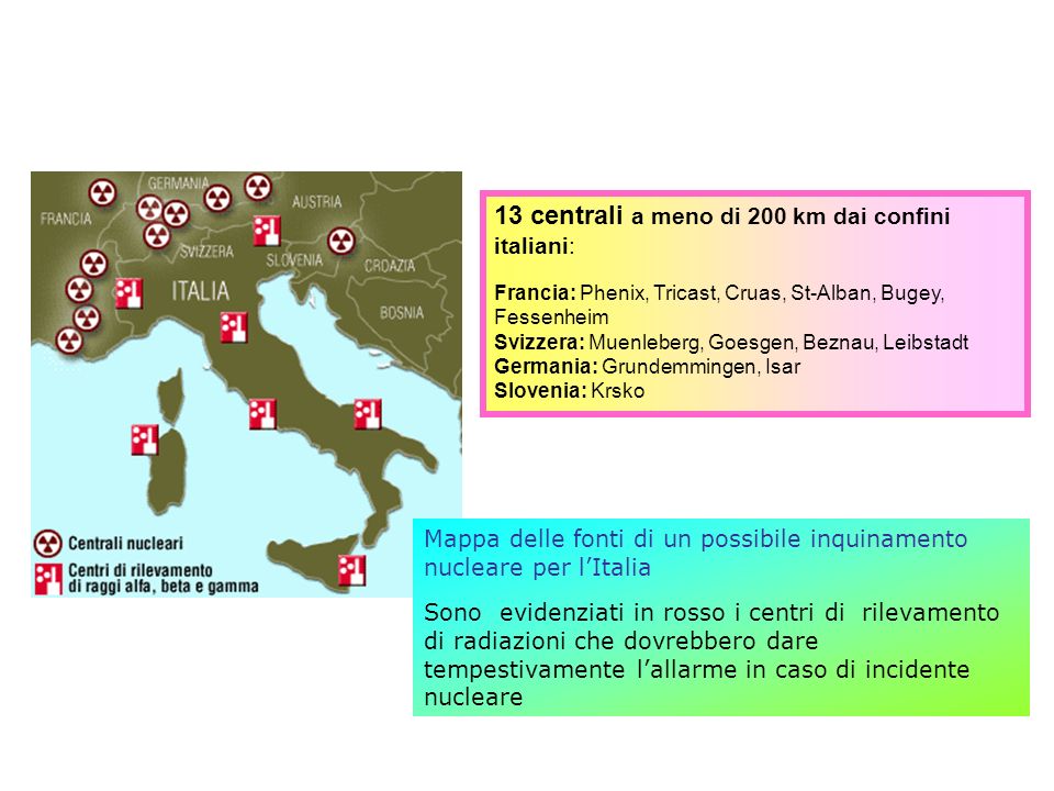 13 centrali a meno di 200 km dai confini italiani: