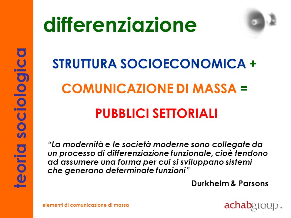 differenziazione teoria sociologica STRUTTURA SOCIOECONOMICA +
