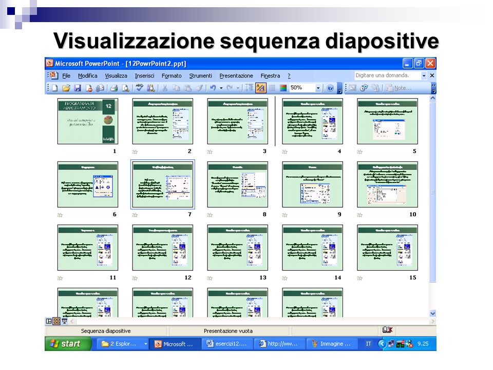 Visualizzazione sequenza diapositive