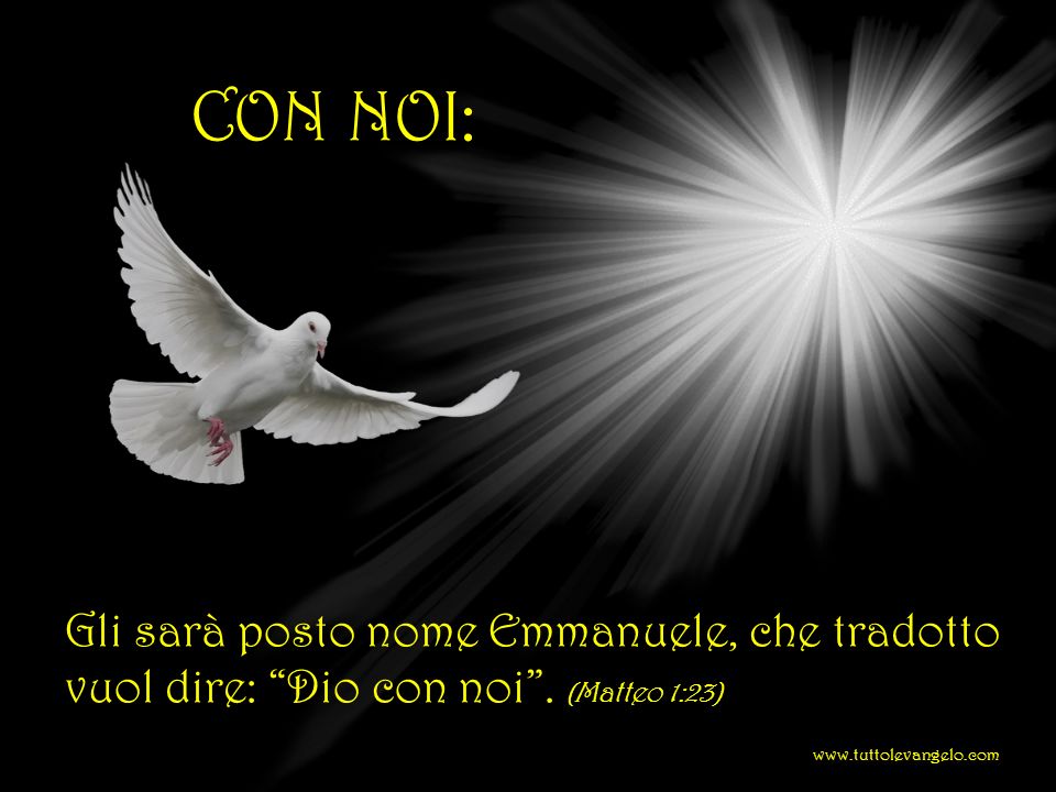 CON NOI: Gli sarà posto nome Emmanuele, che tradotto vuol dire: Dio con noi .