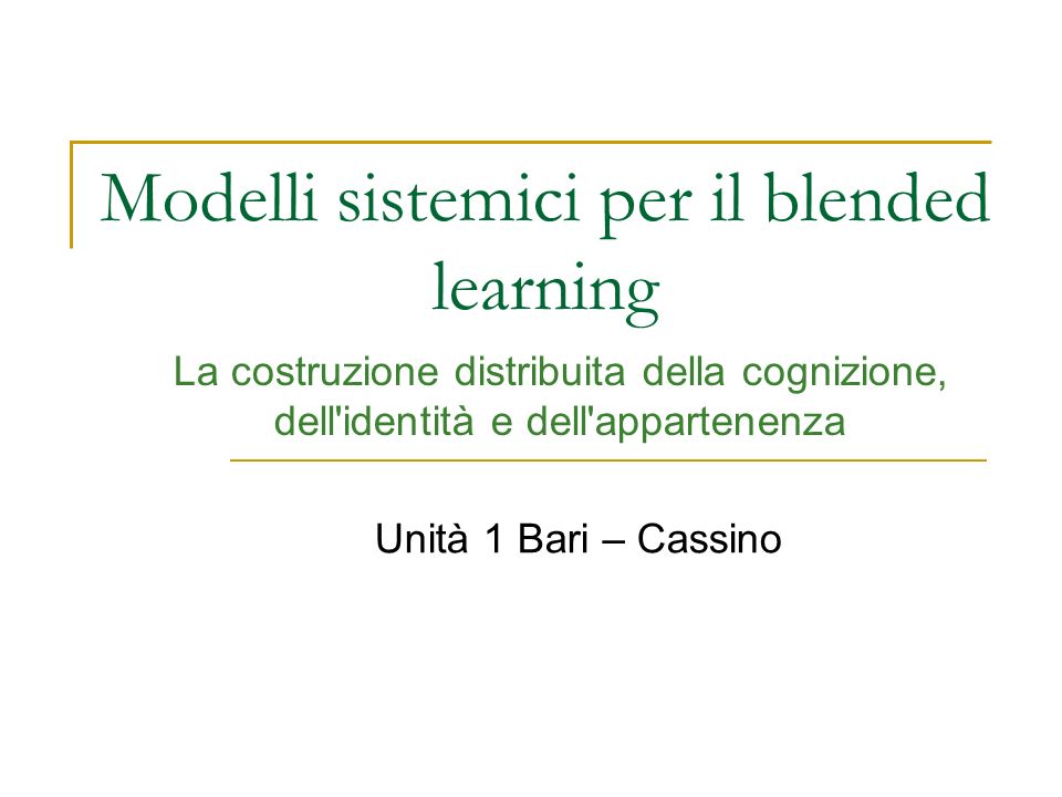 Modelli sistemici per il blended learning