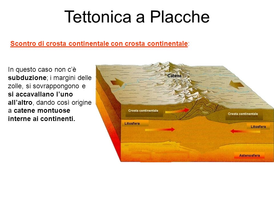 Tettonica a Placche Scontro di crosta continentale con crosta continentale: