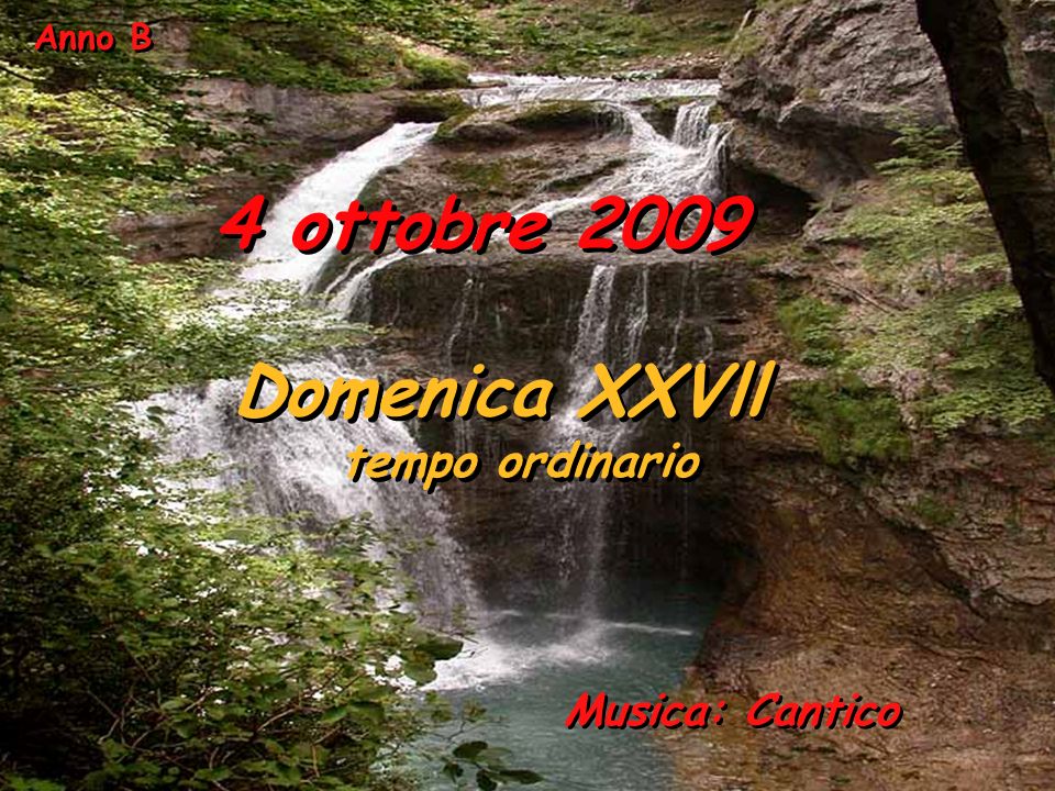 Anno B 4 ottobre 2009 Domenica XXVll tempo ordinario Musica: Cantico