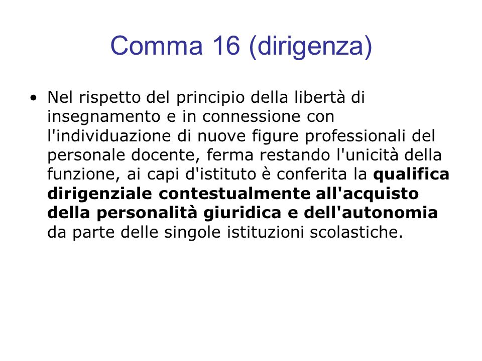 Comma 16 (dirigenza)