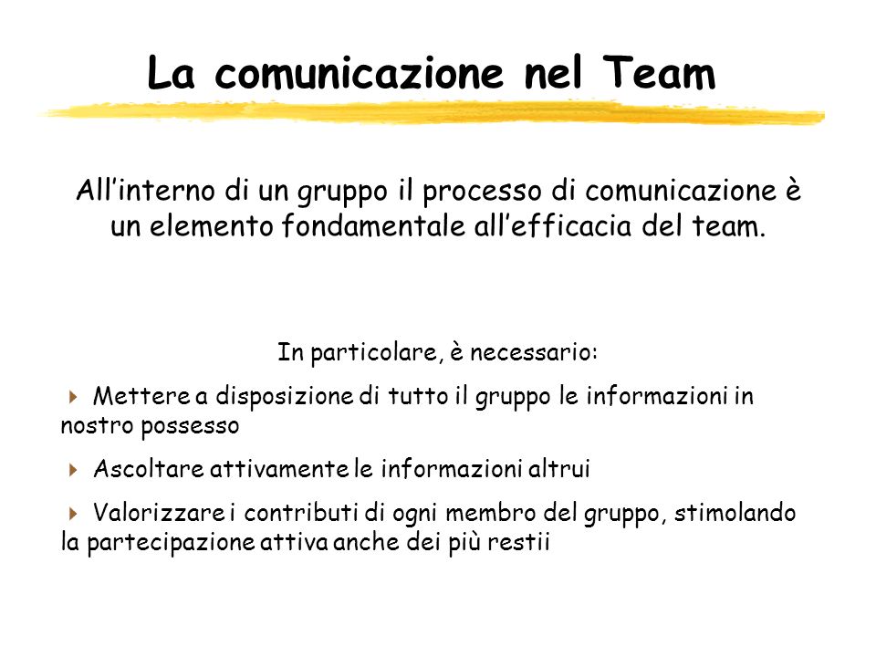 La comunicazione nel Team