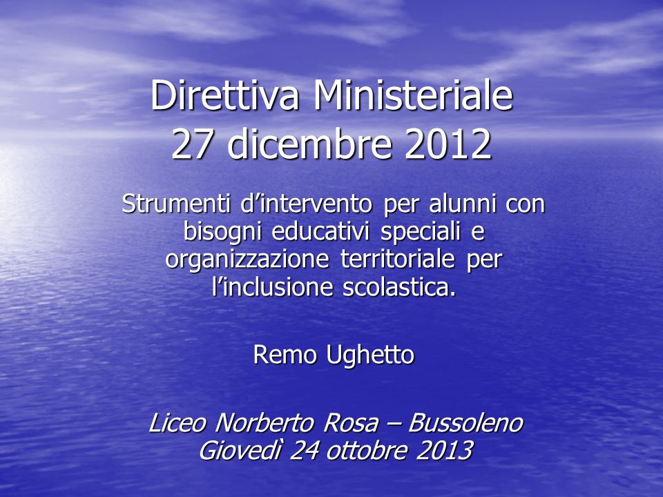 Direttiva Ministeriale 27 dicembre 2012