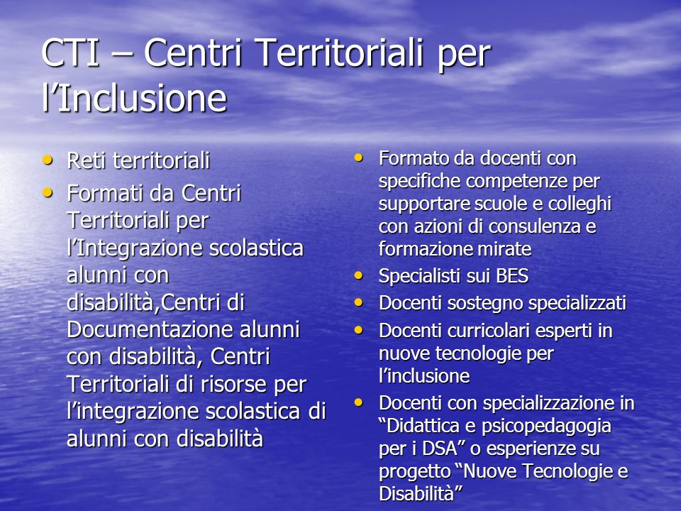CTI – Centri Territoriali per l’Inclusione