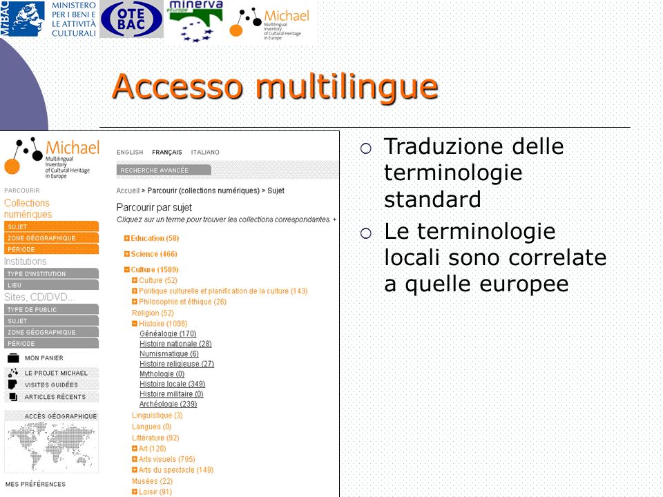 Accesso multilingue Traduzione delle terminologie standard