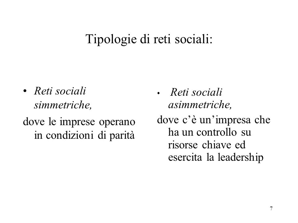 Tipologie di reti sociali: