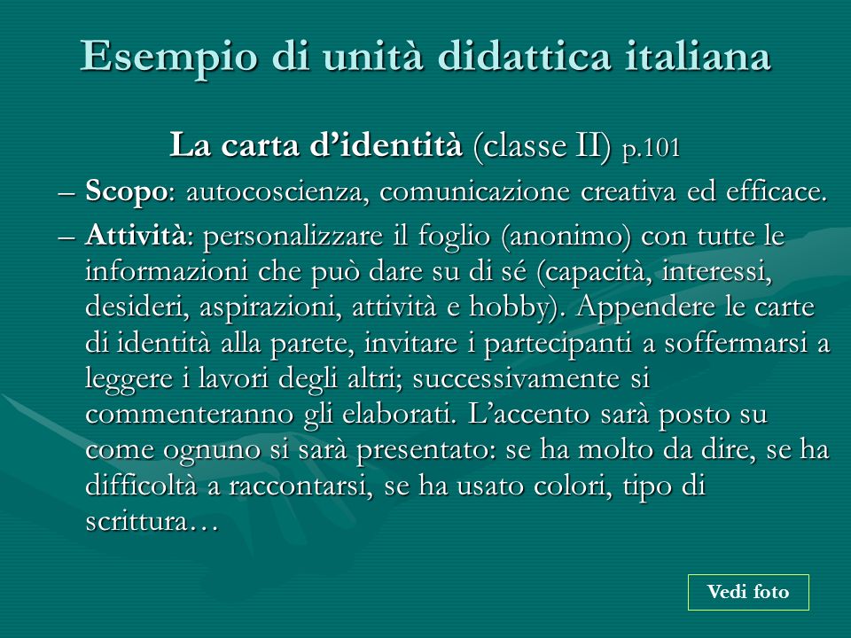 Esempio di unità didattica italiana