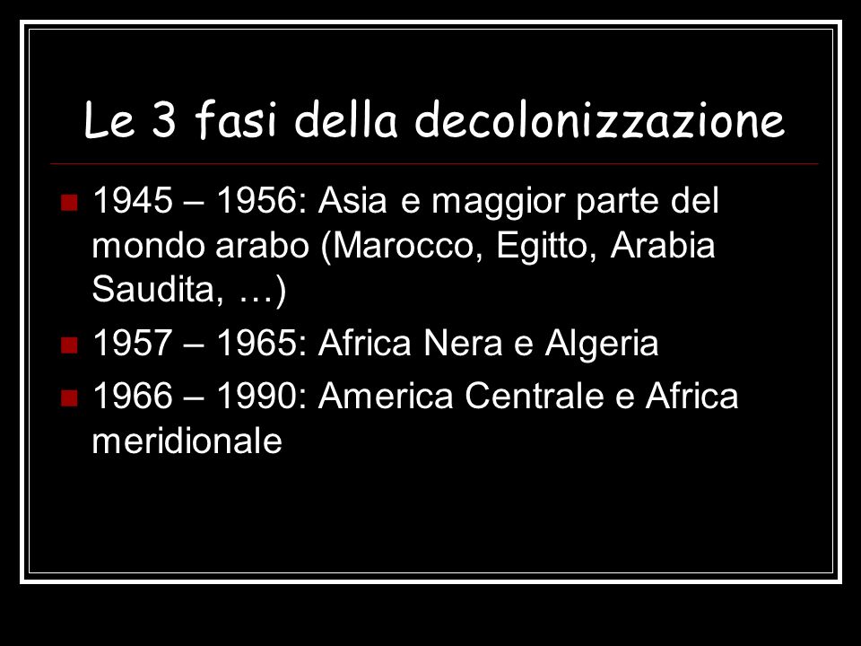 Le 3 fasi della decolonizzazione