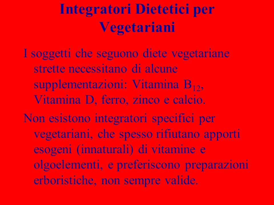 Integratori Dietetici per Vegetariani