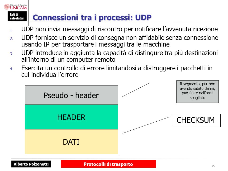 Connessioni tra i processi: UDP