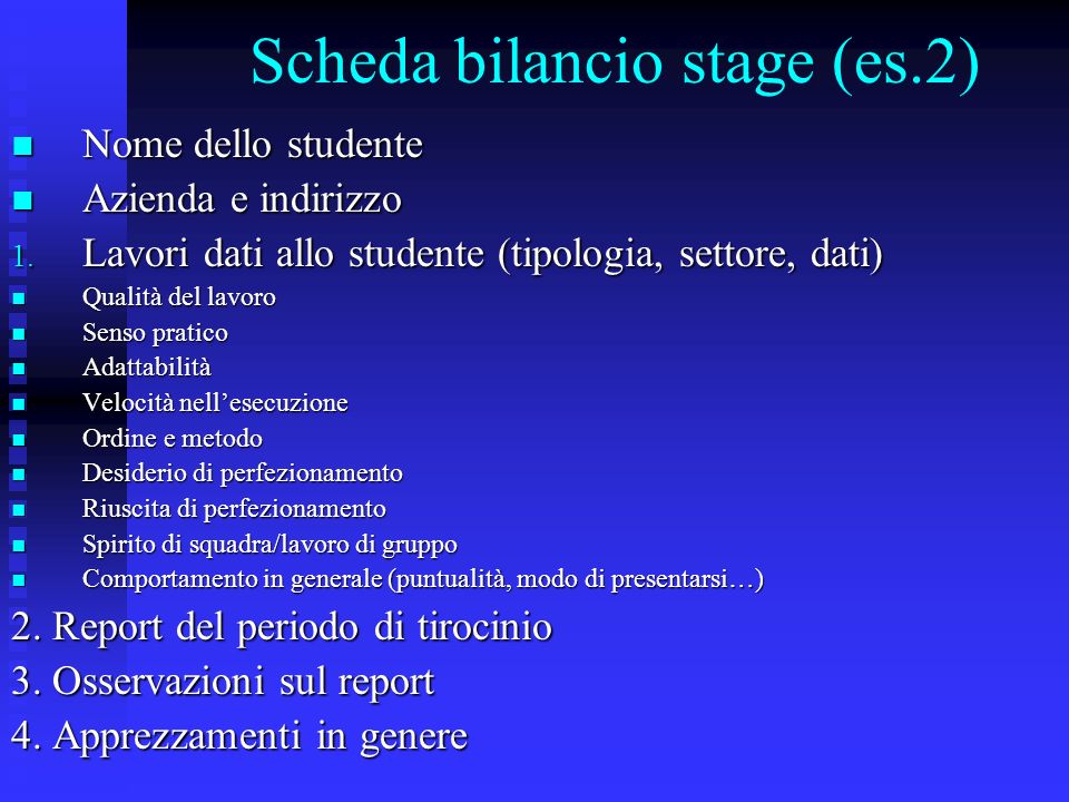 Scheda bilancio stage (es.2)