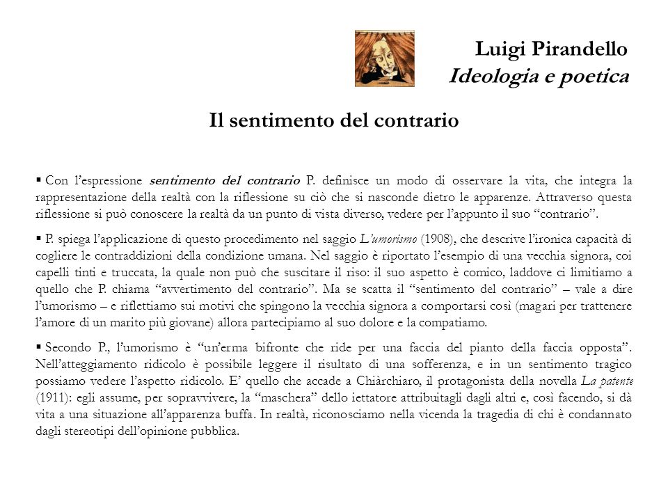 Luigi Pirandello Ideologia e poetica