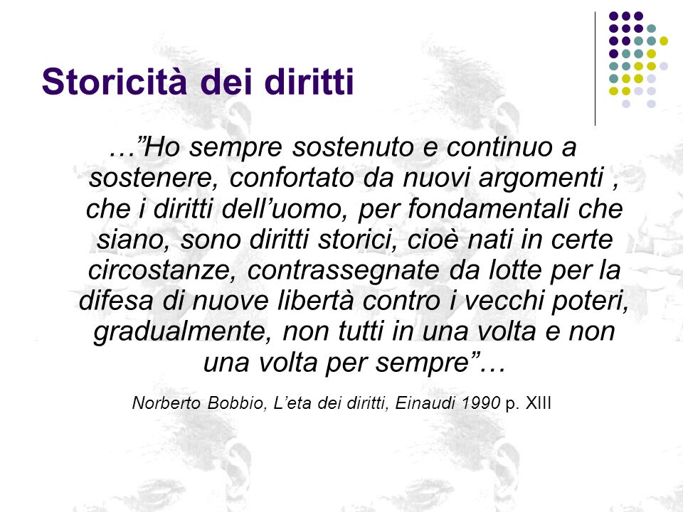 Norberto Bobbio, L’eta dei diritti, Einaudi 1990 p. XIII