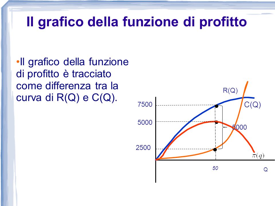Il grafico della funzione di profitto