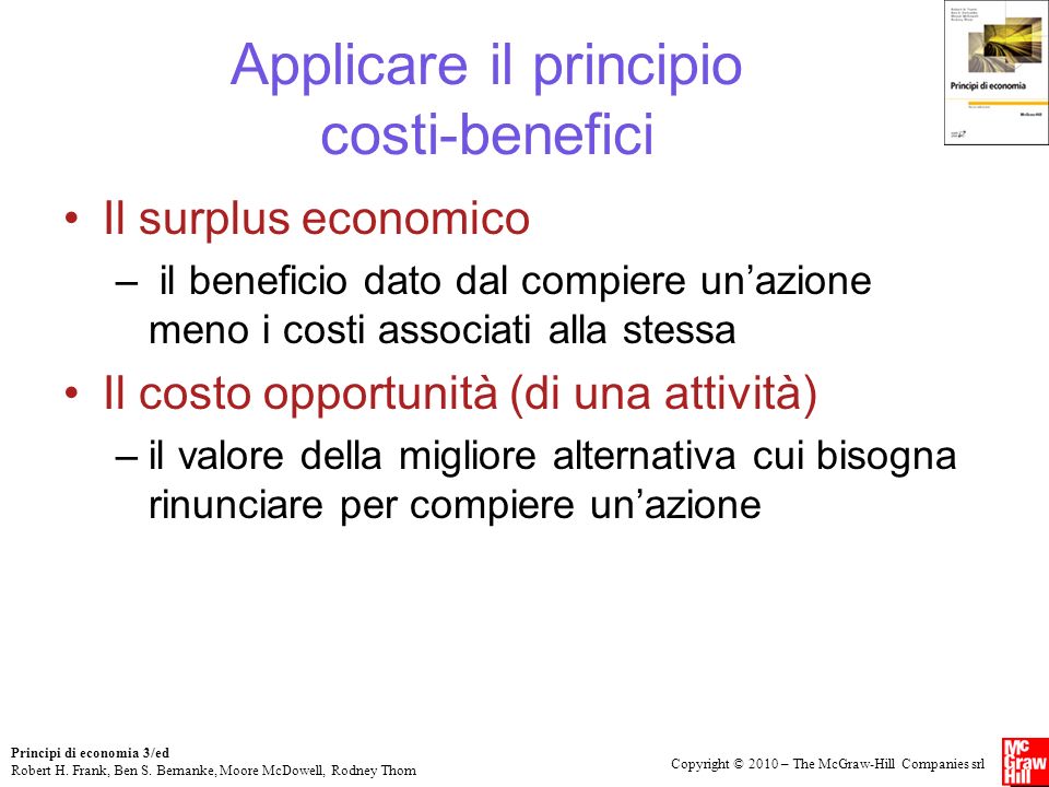 Applicare il principio costi-benefici