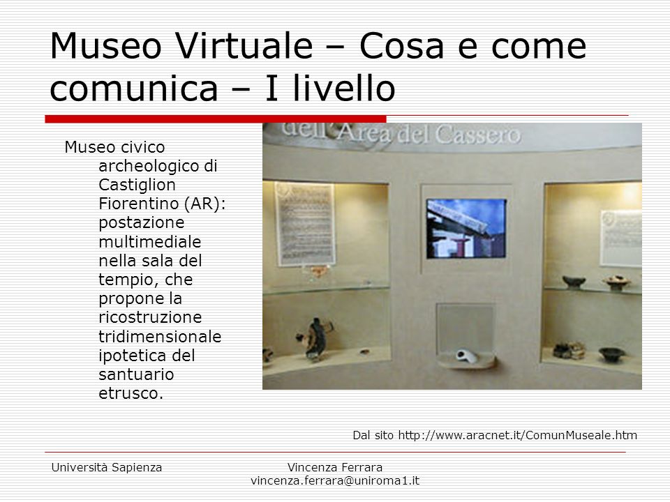 Museo Virtuale – Cosa e come comunica – I livello