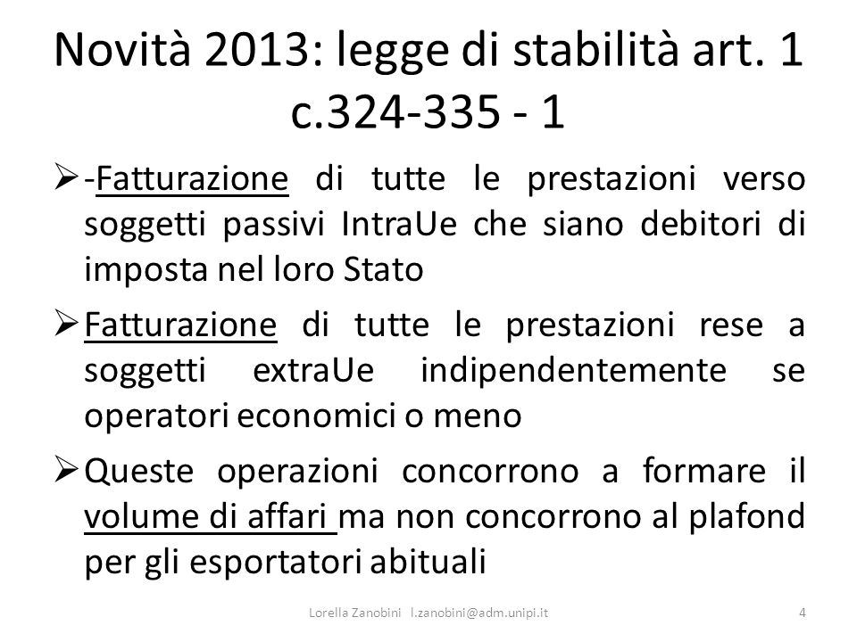Novità 2013: legge di stabilità art. 1 c