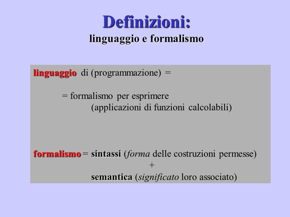 Definizioni: linguaggio e formalismo