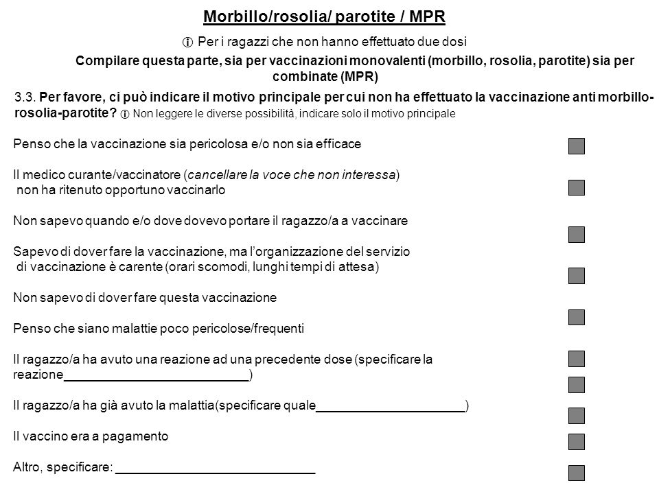 Morbillo/rosolia/ parotite / MPR