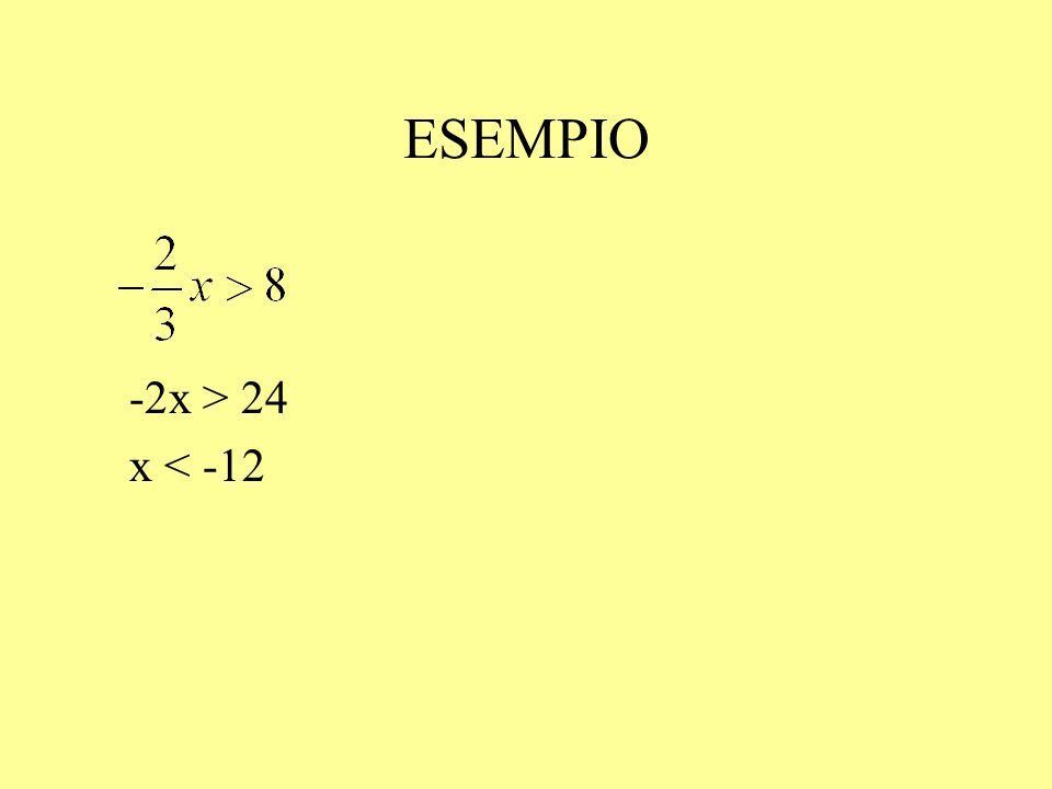 ESEMPIO -2x > 24 x < -12