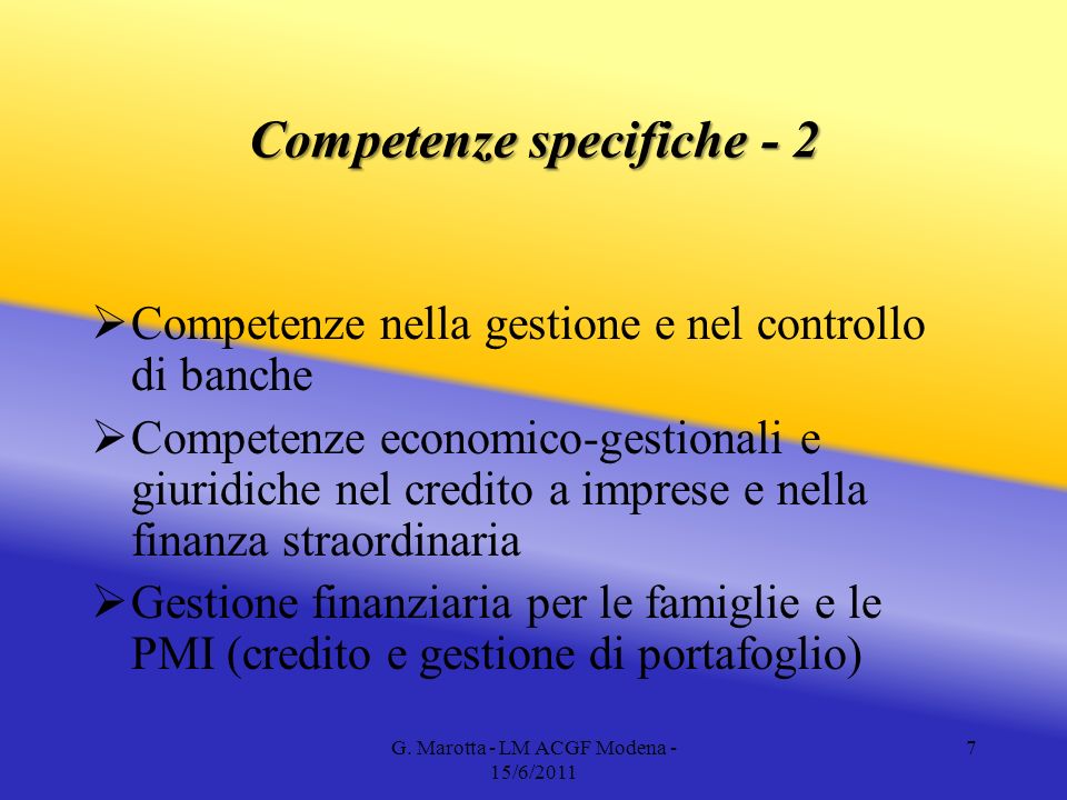 Competenze specifiche - 2