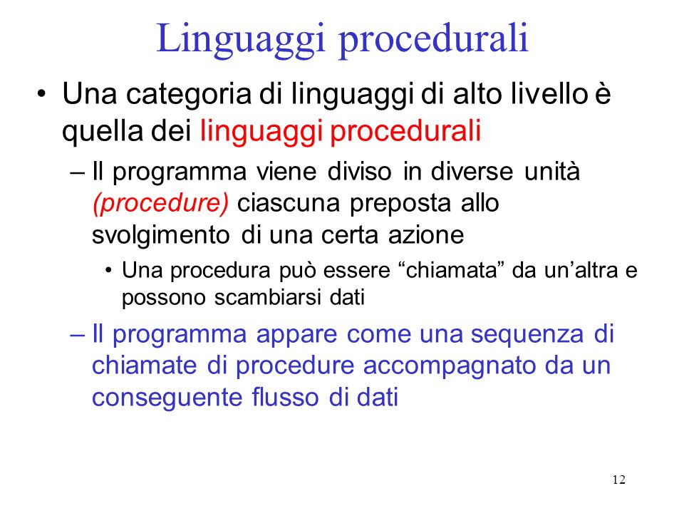 Linguaggi procedurali
