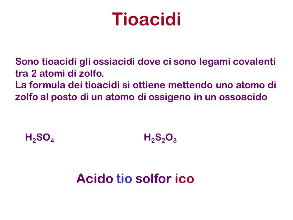 Tioacidi Acido tio solfor ico