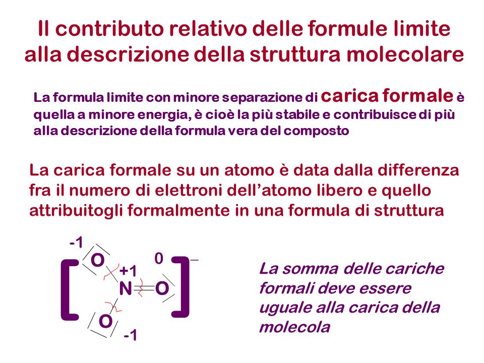Il contributo relativo delle formule limite alla descrizione della struttura molecolare