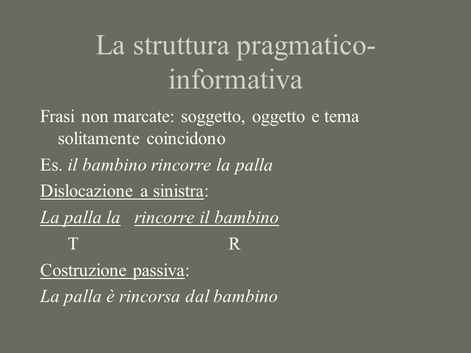 La struttura pragmatico-informativa