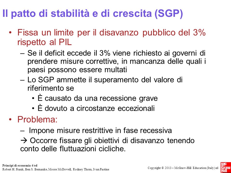 Il patto di stabilità e di crescita (SGP)