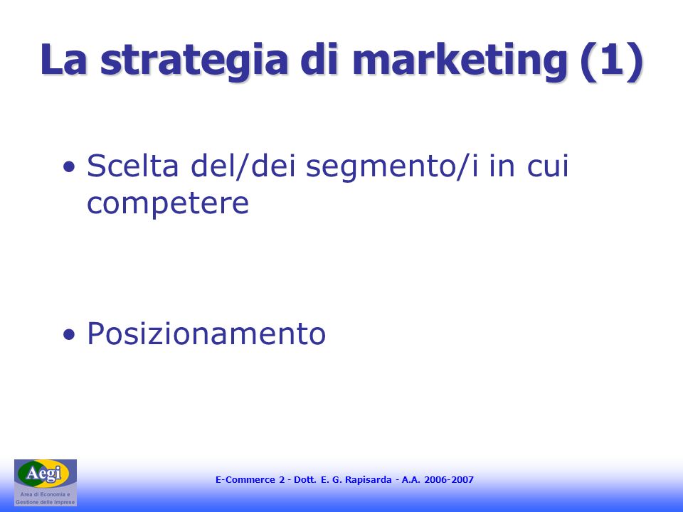 La strategia di marketing (1)