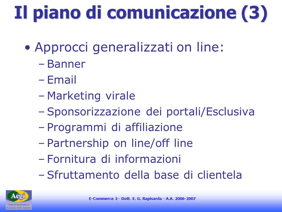Il piano di comunicazione (3)