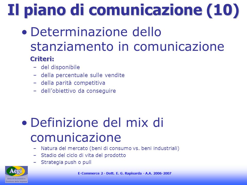 Il piano di comunicazione (10)