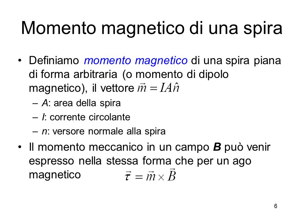 Momento magnetico di una spira