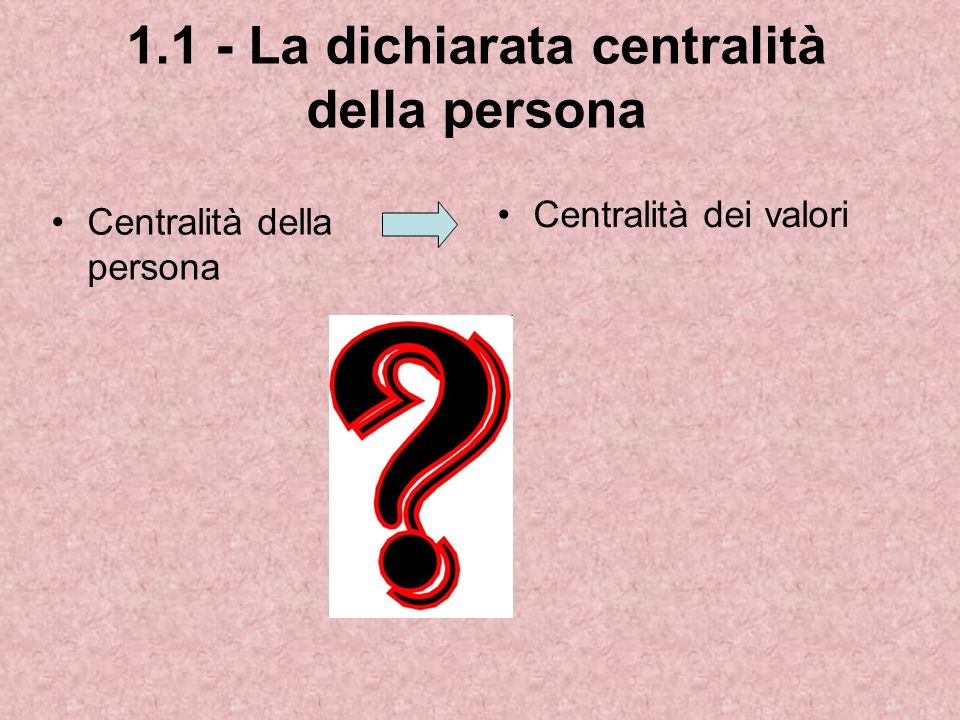 1.1 - La dichiarata centralità della persona