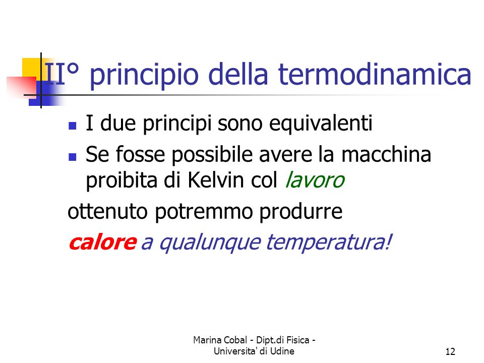 II° principio della termodinamica