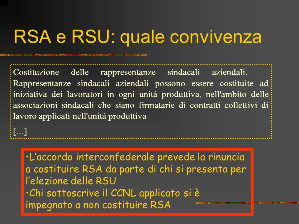 RSA e RSU: quale convivenza