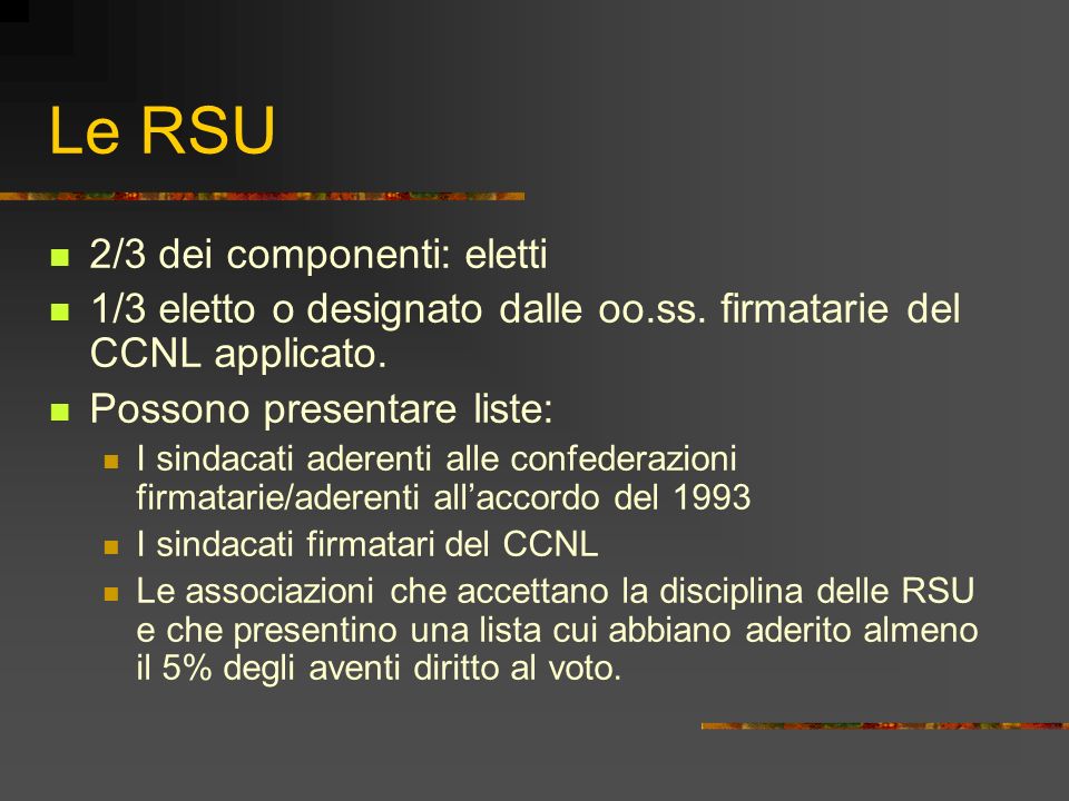 Le RSU 2/3 dei componenti: eletti