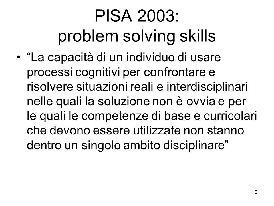 PISA 2003: problem solving skills